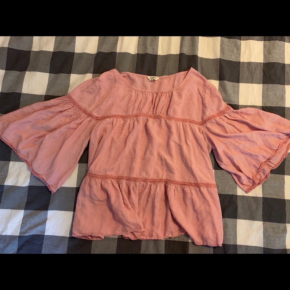 Pink striped flowy blouse